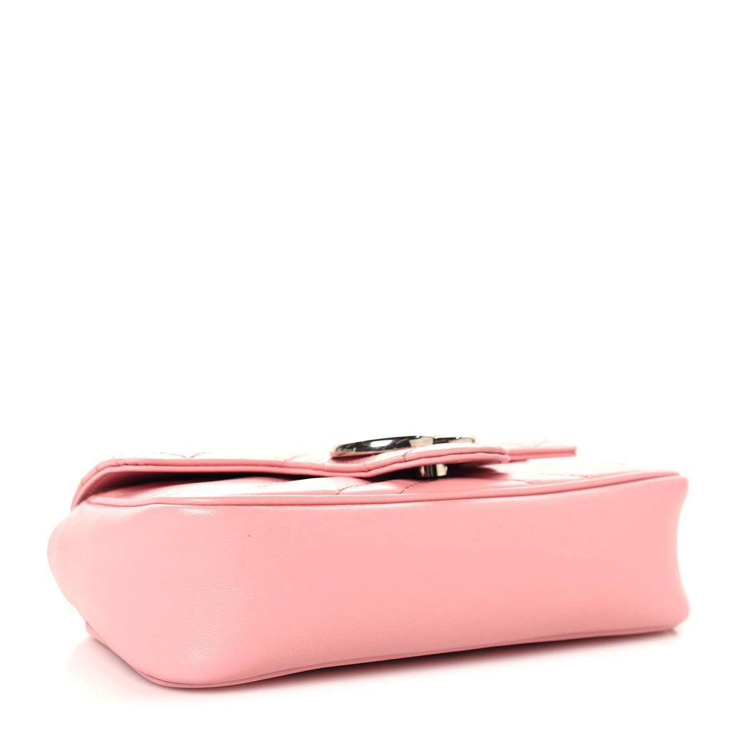 Gucci Calfskin Matelasse Super Mini GG Marmont Shoulder Bag Wild Rose