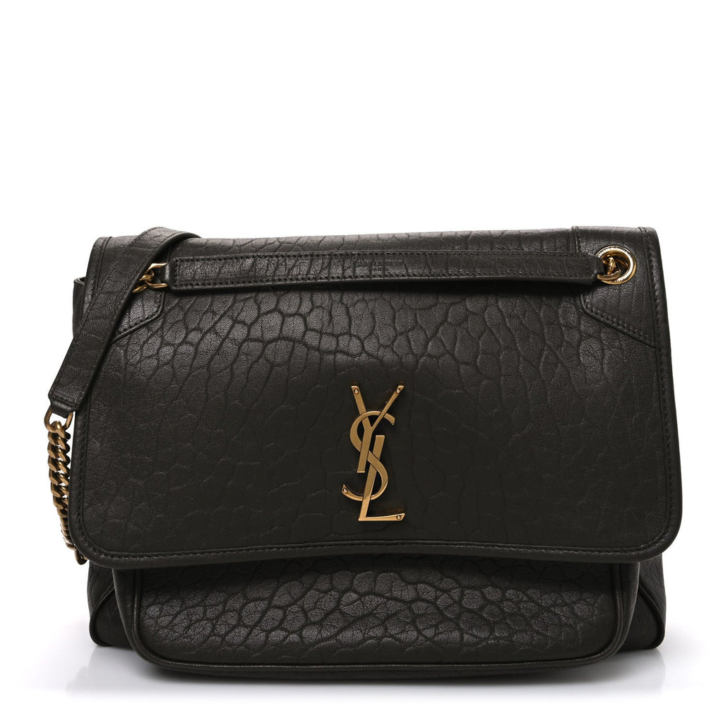 Saint Laurent Grained Lambskin Monogram Large Niki Chain Satchel Light Musk