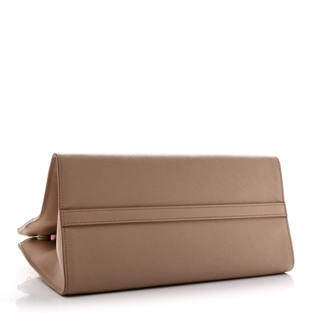 Prada Saffiano City Calfskin Greche Medium Paradigme Bag Cammeo Begonia