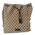 Gucci Monogram Dollar Calfskin O Drawstring Backpack Beige Ebony Testa di Moro Dark Chocolate