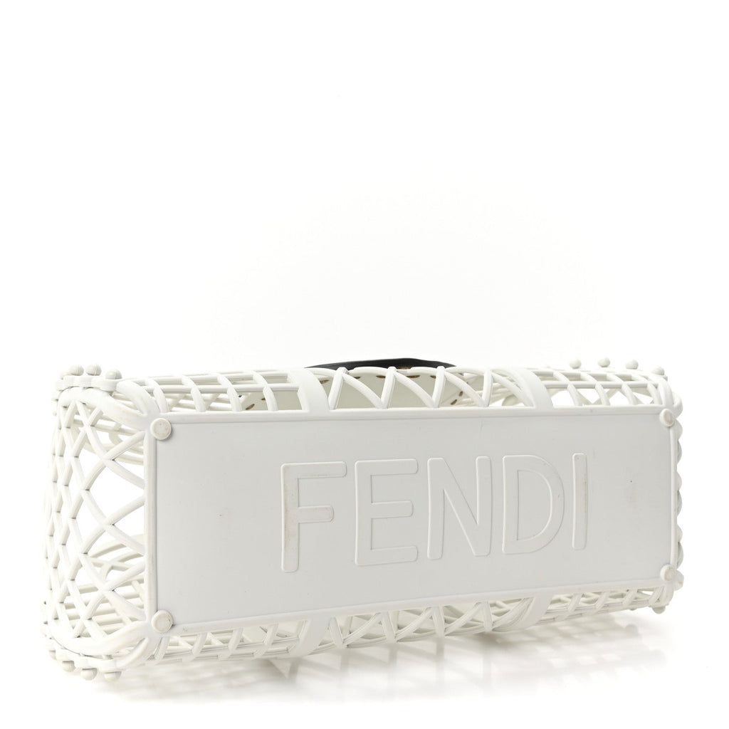 Fendi Recycled Plastic Vitello Liberty Matte Small Fendi Basket White Ice Miele