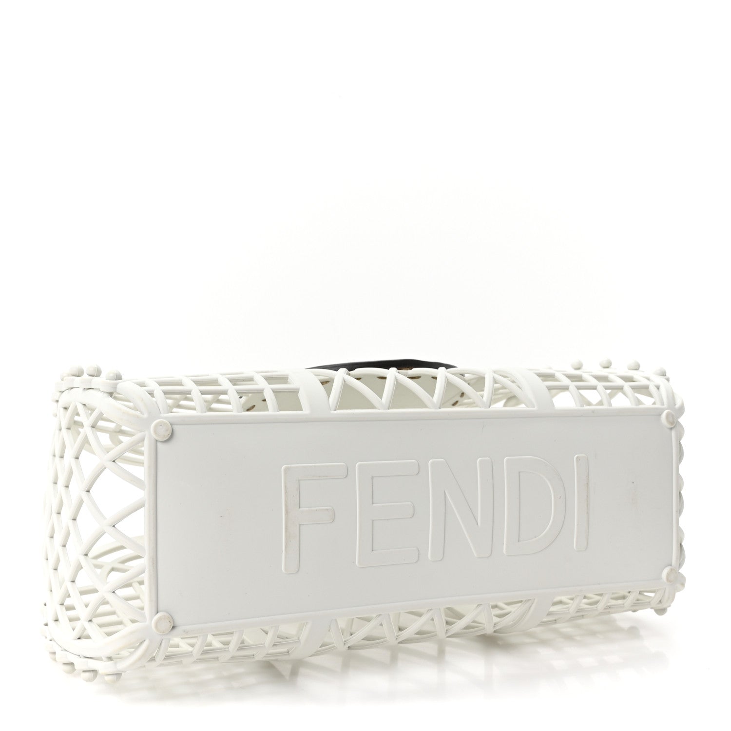 Fendi Recycled Plastic Vitello Liberty Matte Small Fendi Basket White Ice Miele