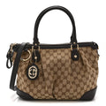 Gucci Monogram Medium Sukey Top Handle Dark Brown