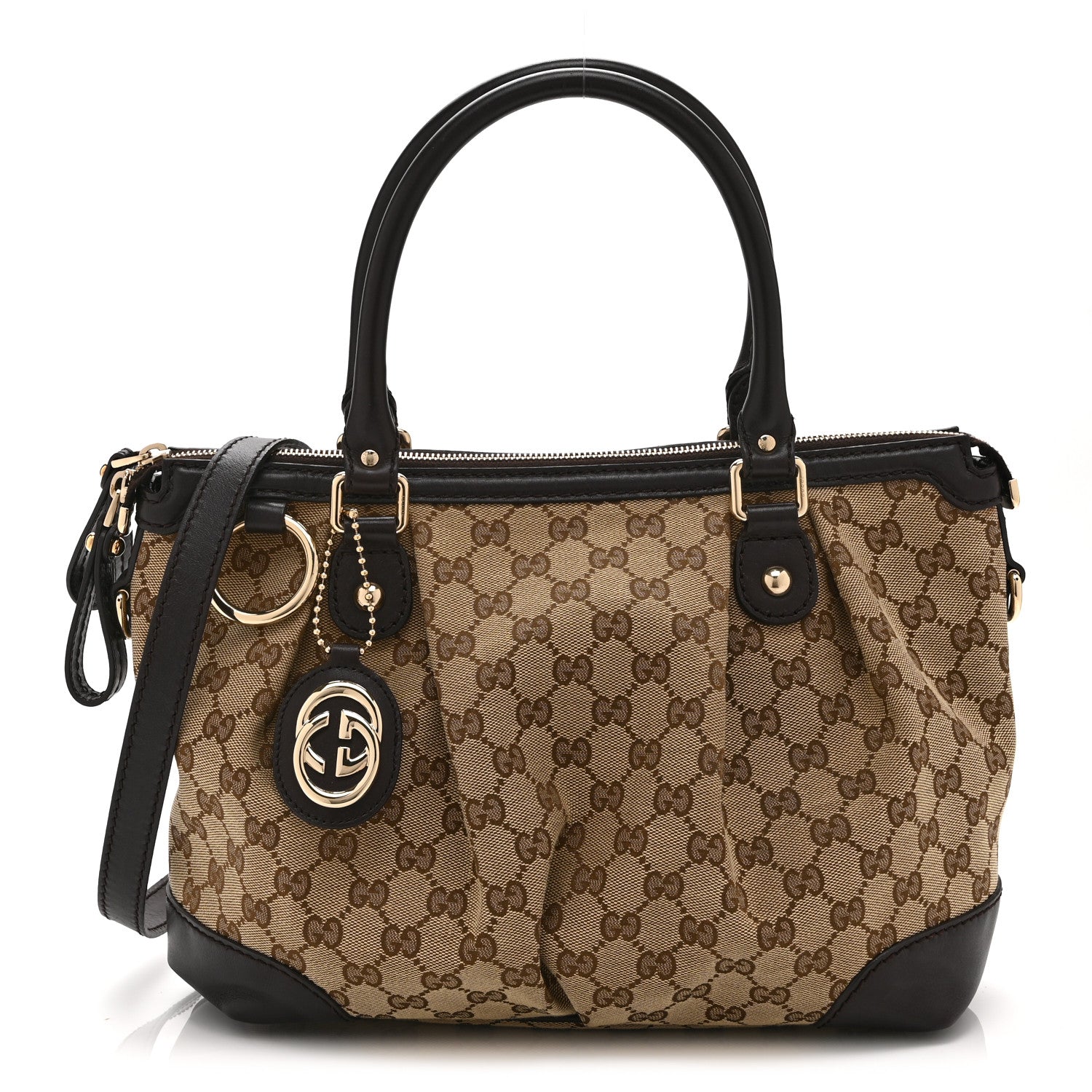 Gucci Monogram Medium Sukey Top Handle Dark Brown