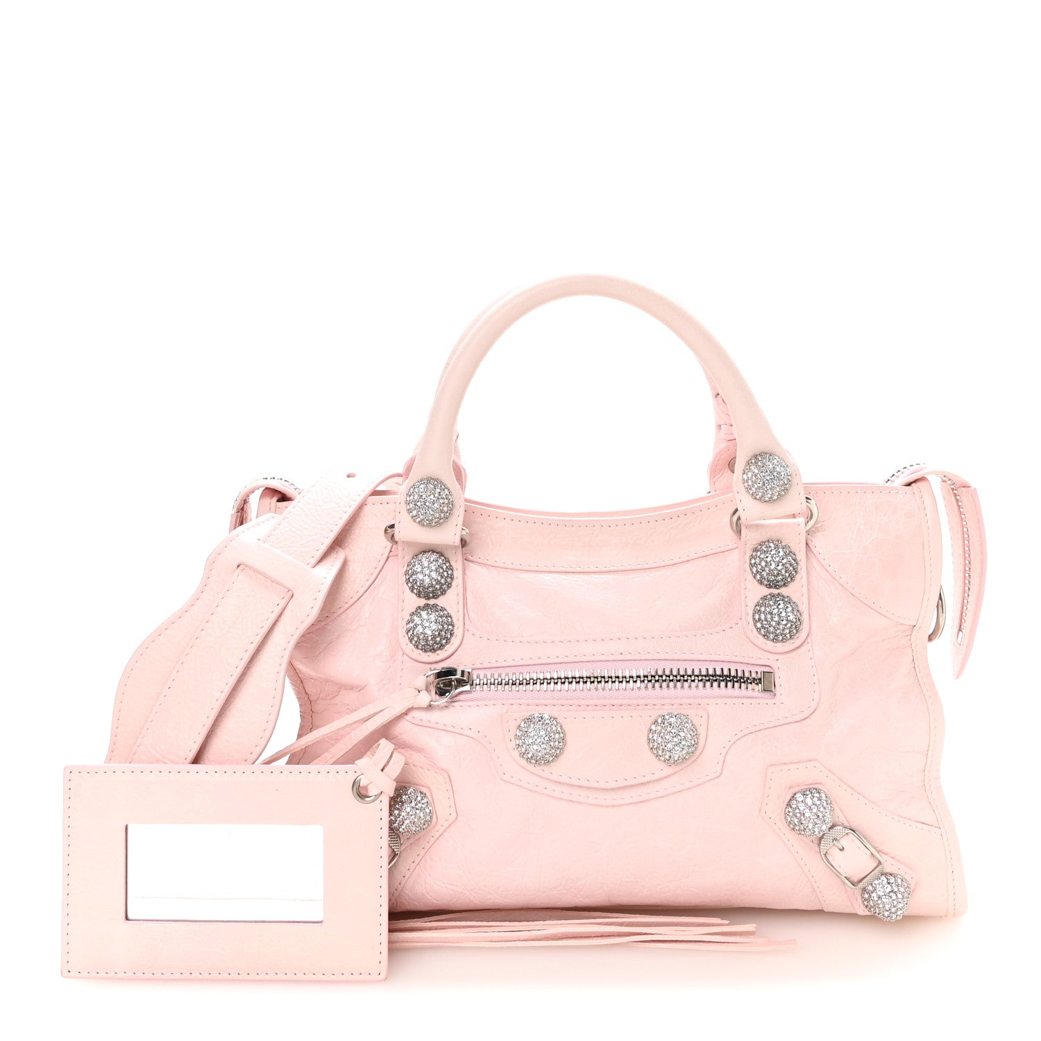 Balenciaga Agneau Arena Giant Rhinestone Hardware Small Le City Petal Pink