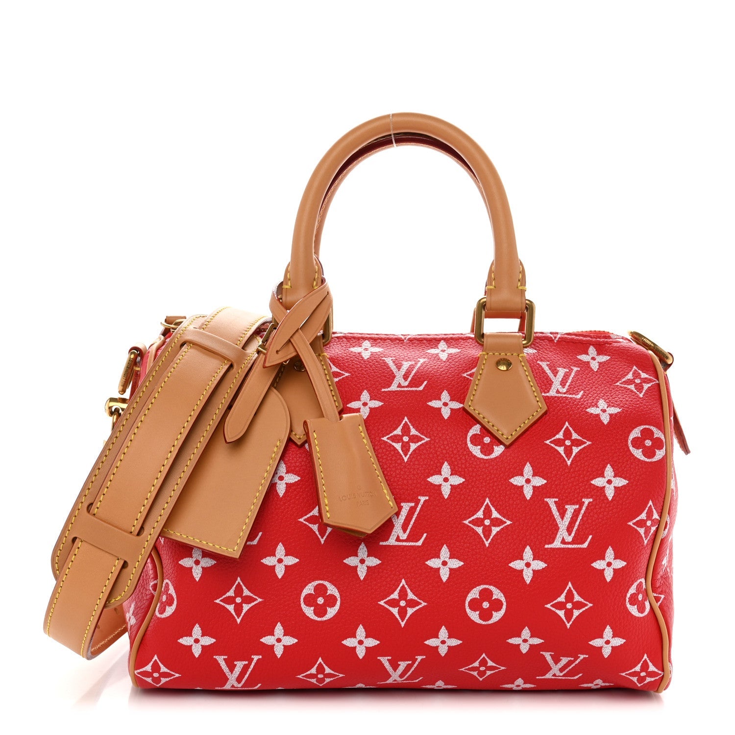 Louis Vuitton Soft Calfskin Monogram Speedy P9 Bandouliere 25 Red