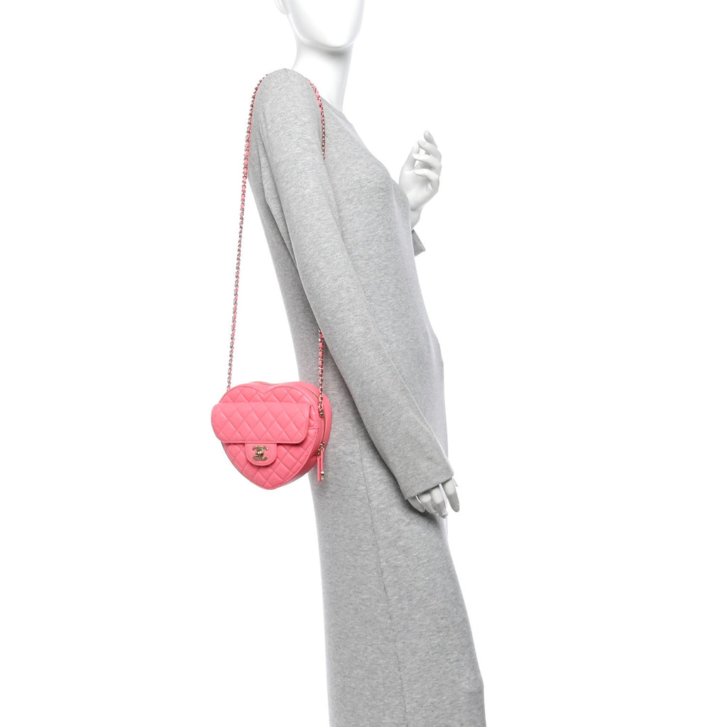 Chanel Lambskin Quilted CC In Love Heart Bag Pink