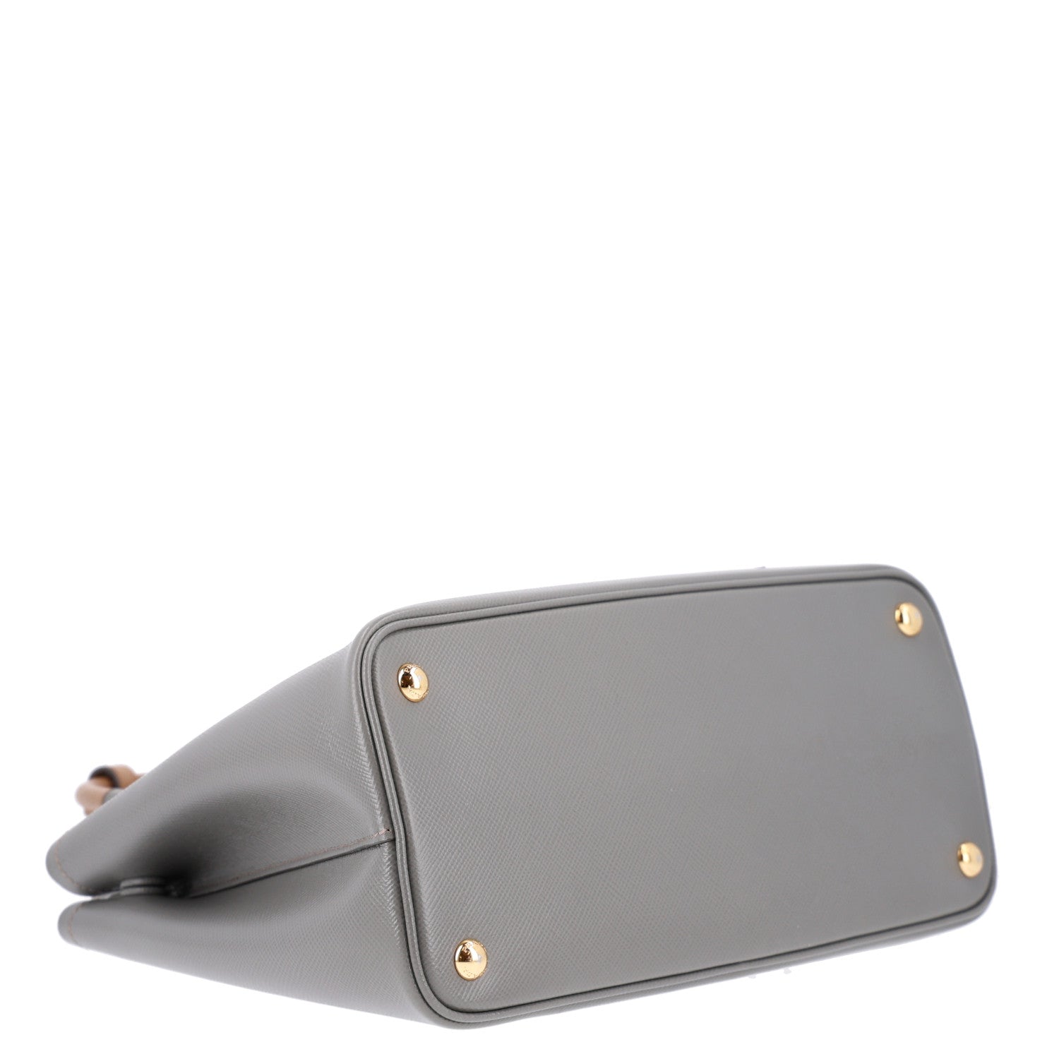Prada Saffiano Cuir Bi-Color Double Handle Bag Marmo Caramel