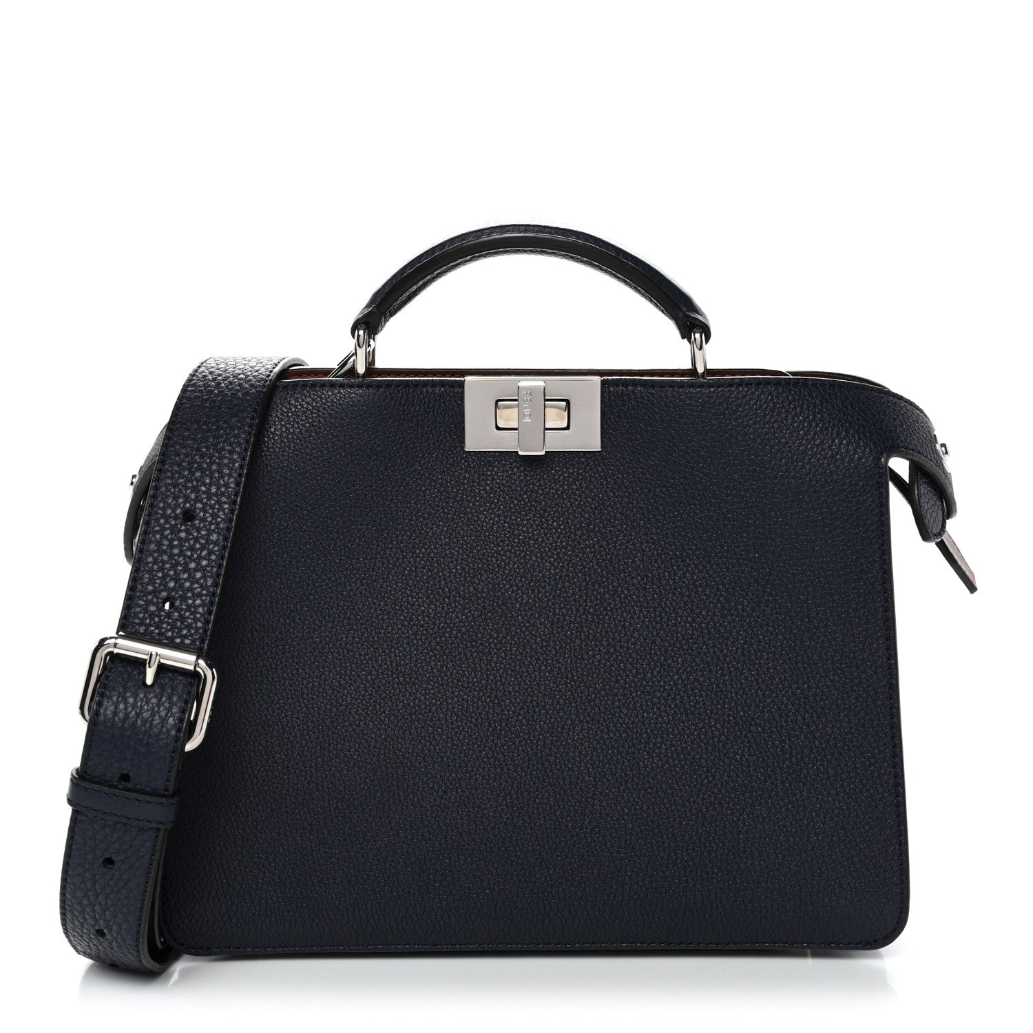 Fendi Mini Peekaboo I SEE U Satchel Blue Dark Brown front view