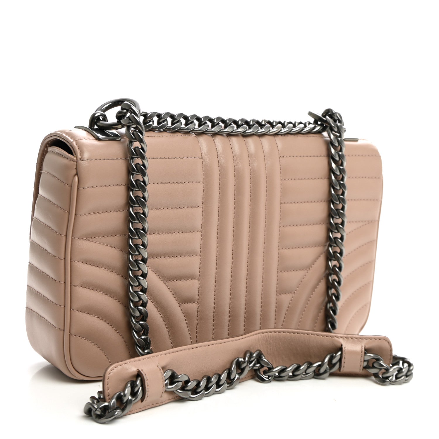 Prada Soft Calfskin Impunture Diagramme Medium Chain Flap Shoulder Bag Cipria