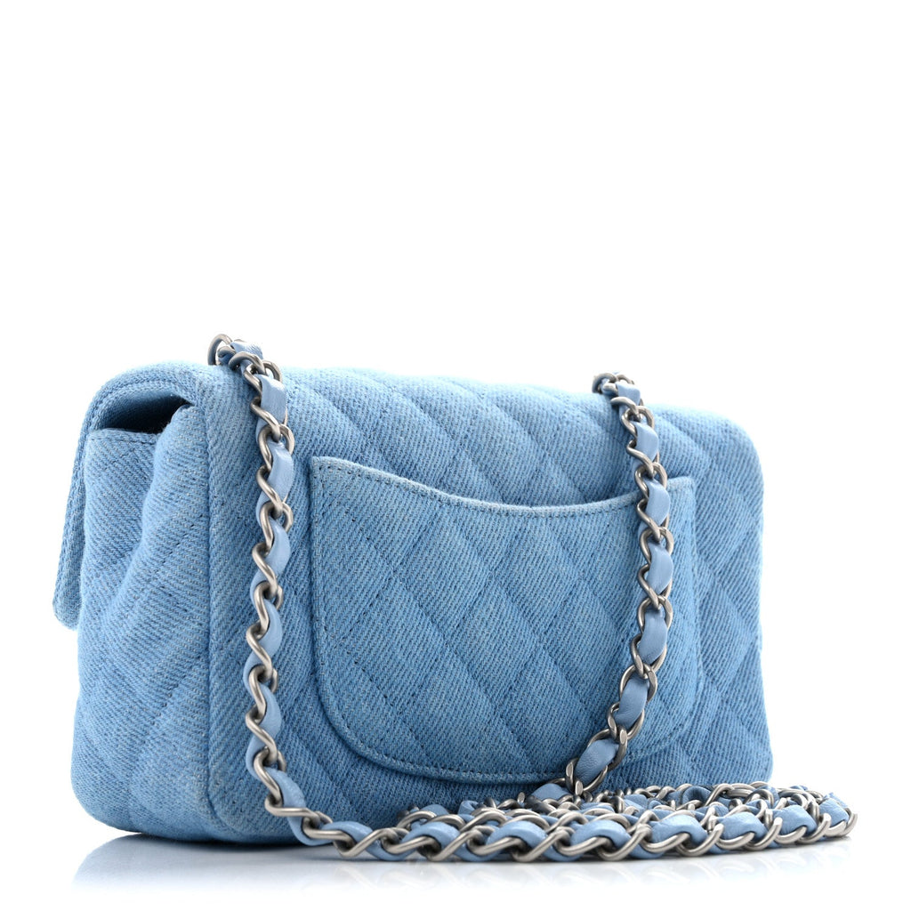 Chanel Denim Quilted Mini Rectangular Flap Blue