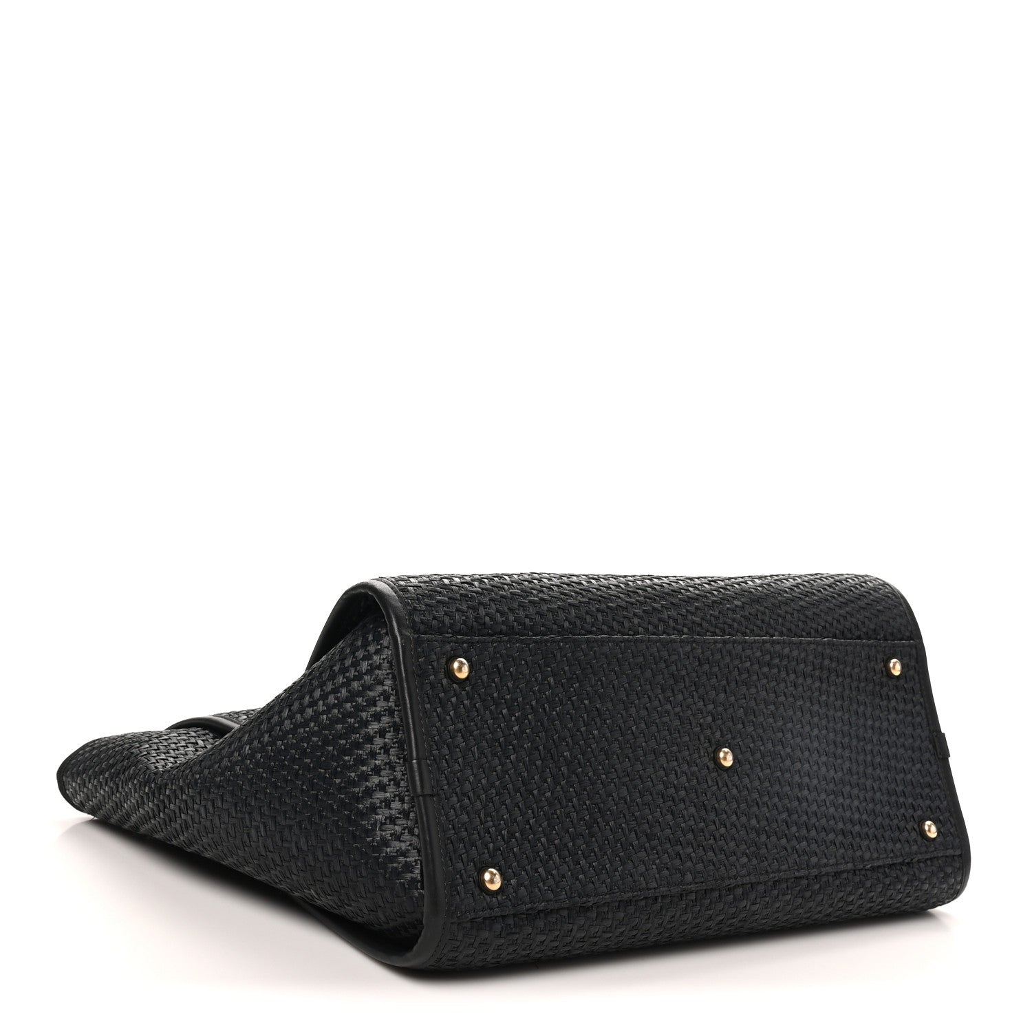 Chanel Straw Raffia Calfskin Chain Medium Deauville Tote Black
