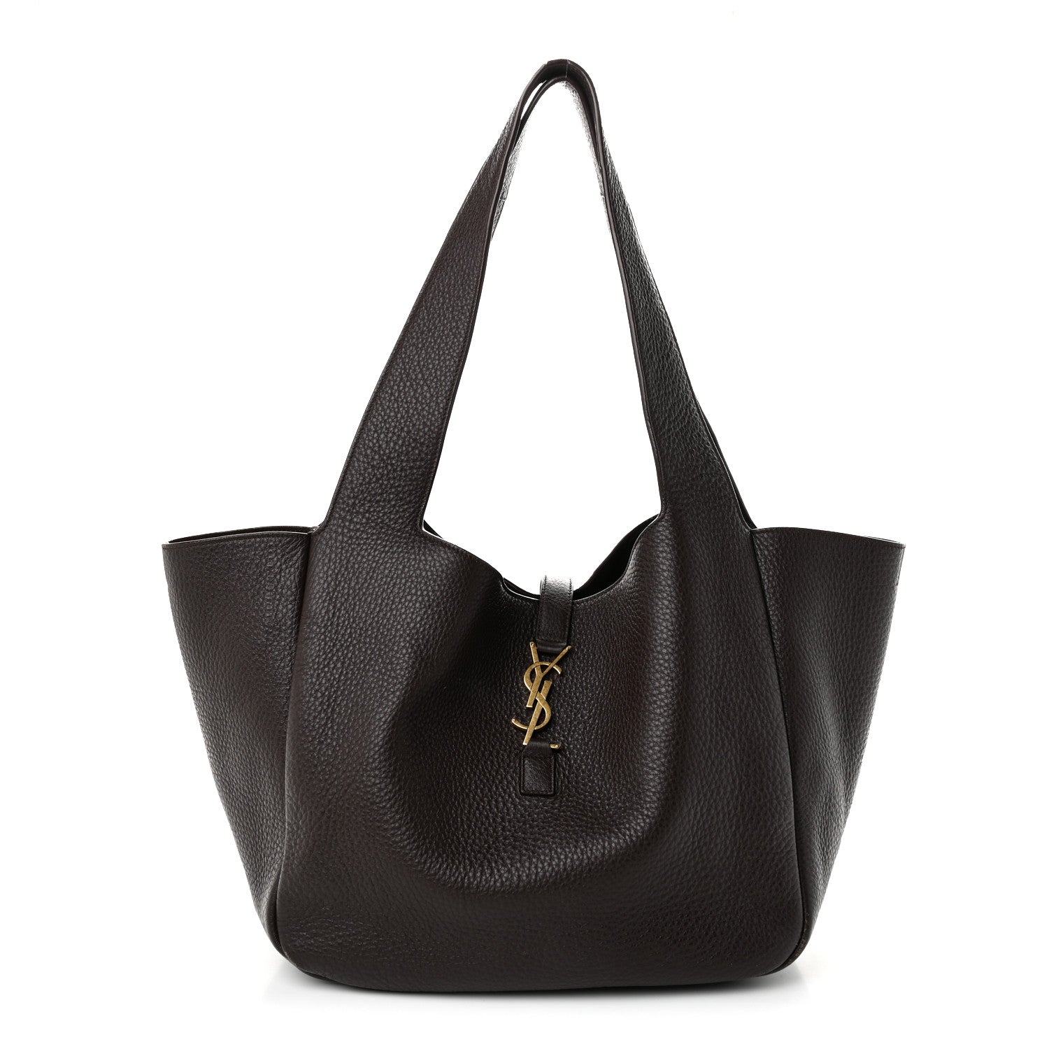 Saint Laurent Grained Deerskin Bea Tote Sweet Chocolate