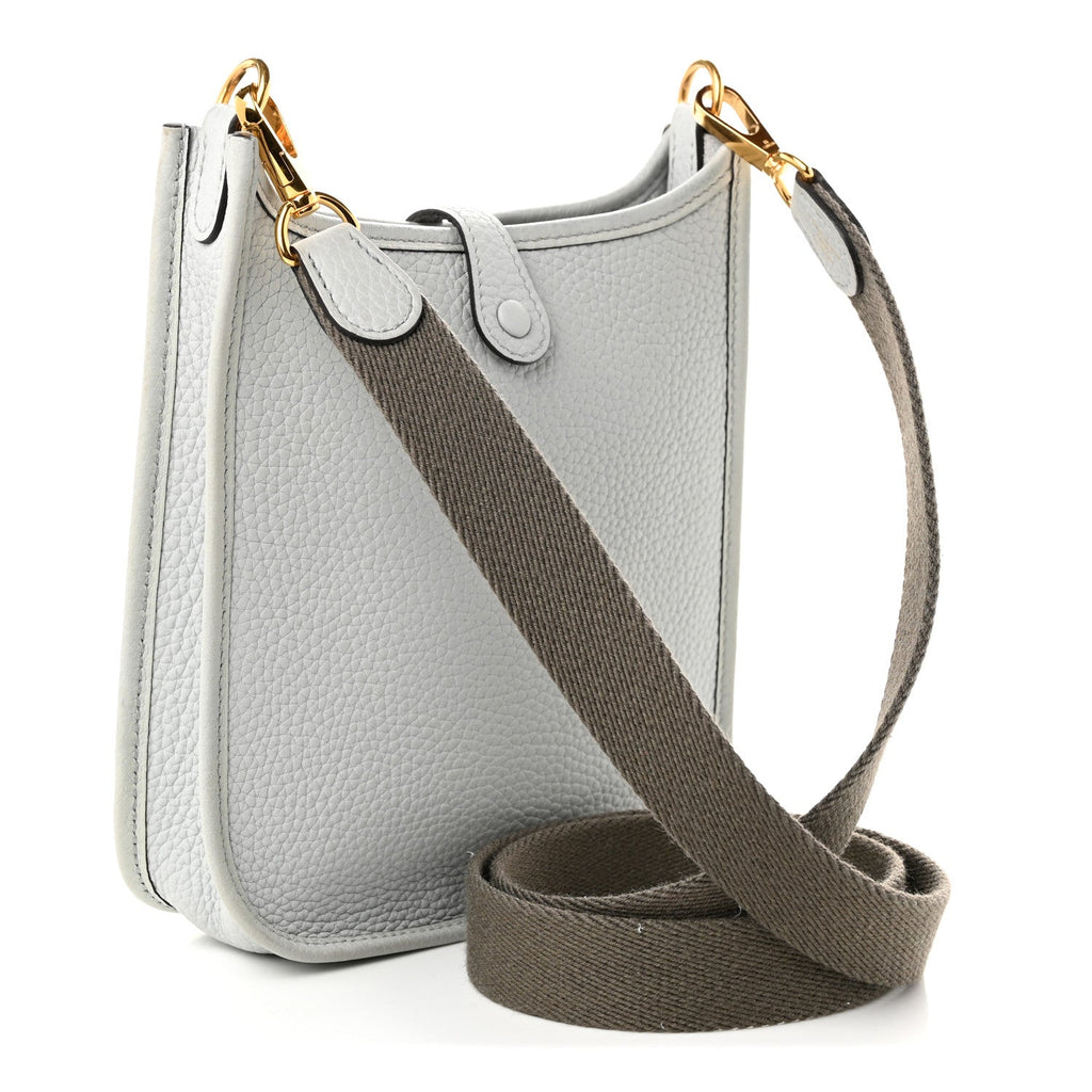 Hermès Taurillon Clemence Evelyne TPM Bleu Pale Gris Etain