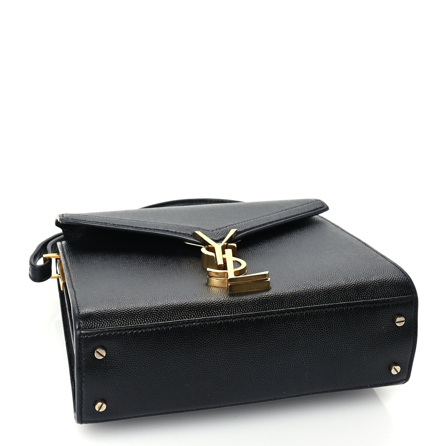 Saint Laurent Grain de Poudre Mini Classic Monogram Cassandra Top Handle Black