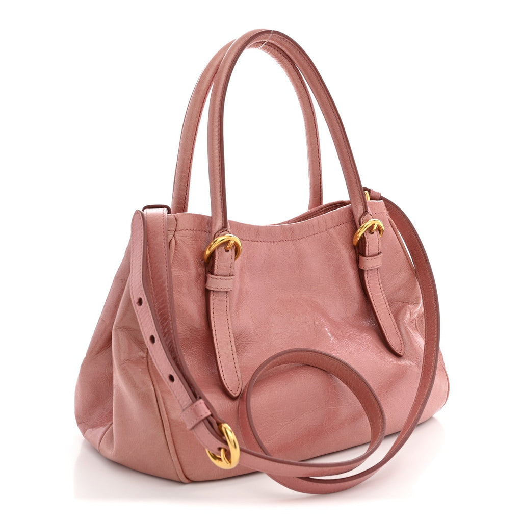 Miu Miu Vitello Shine Small Bow Shopping Tote Loto