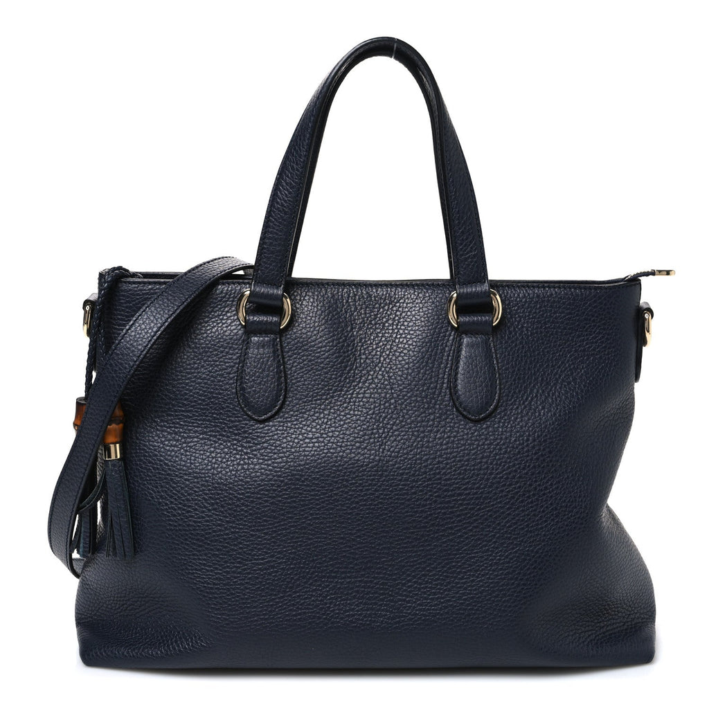 Gucci Calfskin Bamboo Tassel Top Handle Tote Blue