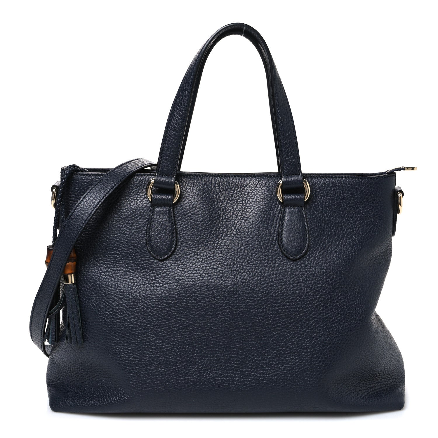 Gucci Calfskin Bamboo Tassel Top Handle Tote Blue