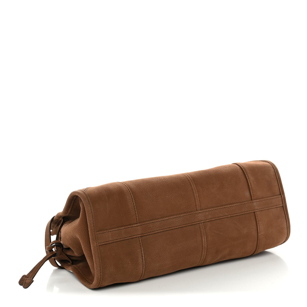 Prada Nubuck Triangle Medium Bonnie Shoulder Bag Cacao