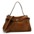 Balenciaga Waxed Suede Calfskin Medium Rodeo Top Handle Handbag Camel