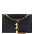 Saint Laurent Smooth Calfskin Medium Classic Monogram Kate Tassel Satchel Black