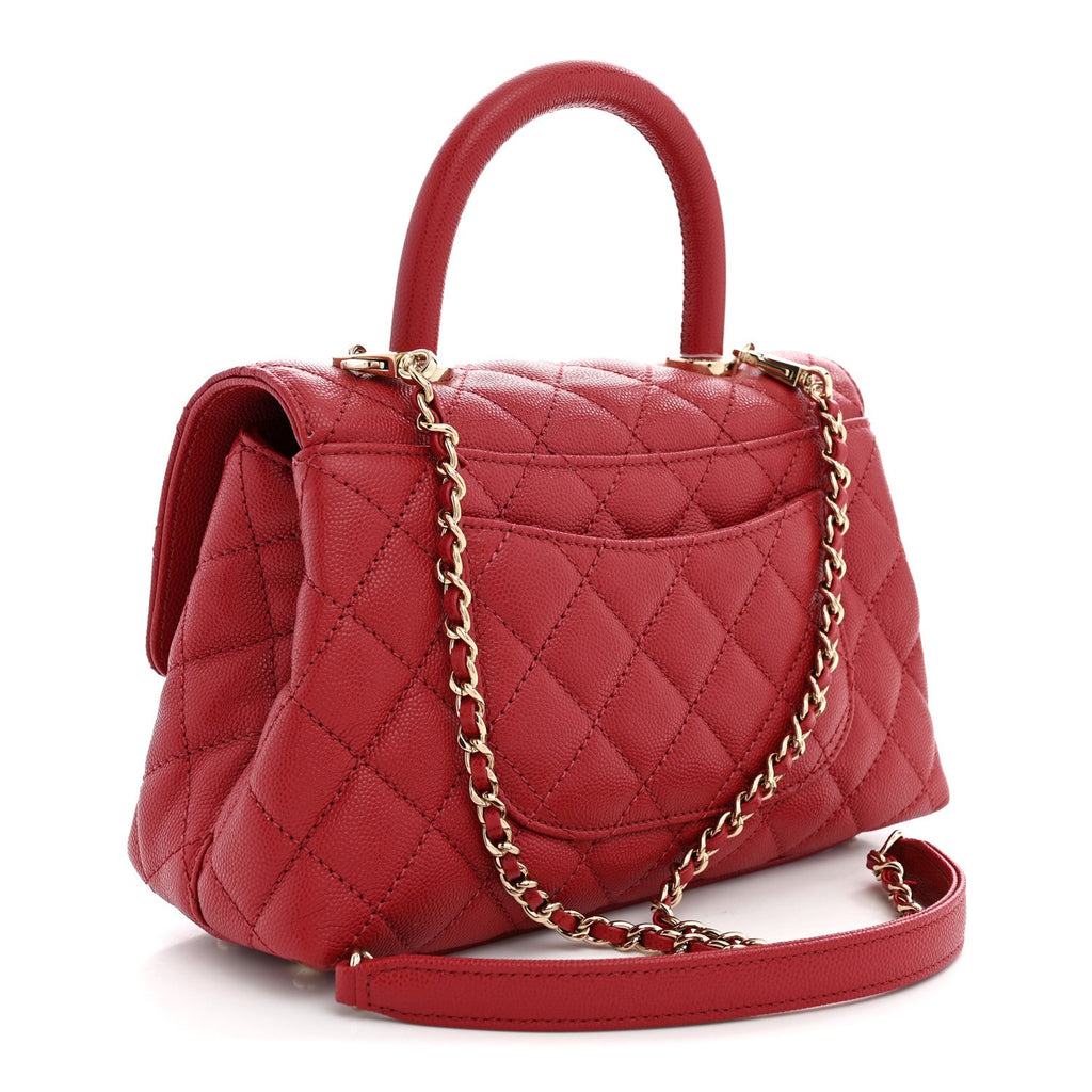 Chanel Caviar Quilted Mini Coco Handle Flap Red