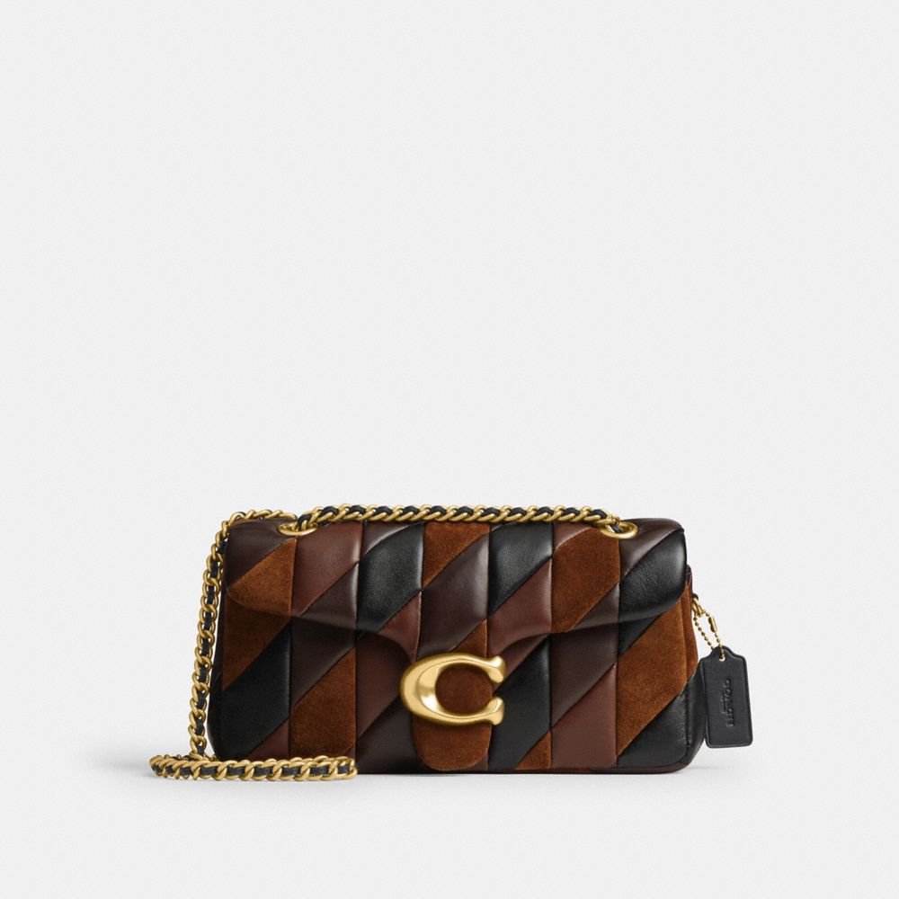 Coach Tabby Shoulder Bag 26 suede patchwork quilting front view