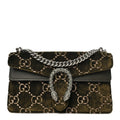 Gucci Velvet Moon Calfskin Crystal GG Monogram Small Dionysus Shoulder Bag Dark Olive Rose Gold