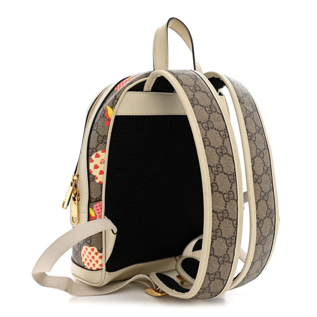 Gucci GG Supreme Monogram Les Pommes Small Retro Interlocking G Dome Backpack Beige Multicolor Mystic White