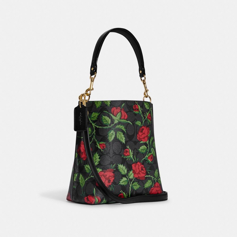 Coach Mollie Bucket Bag 22 fairytale rose print three-quarter view