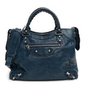 Balenciaga Agneau Giant 12 Silver Hardware Velo Bleu Mineral
