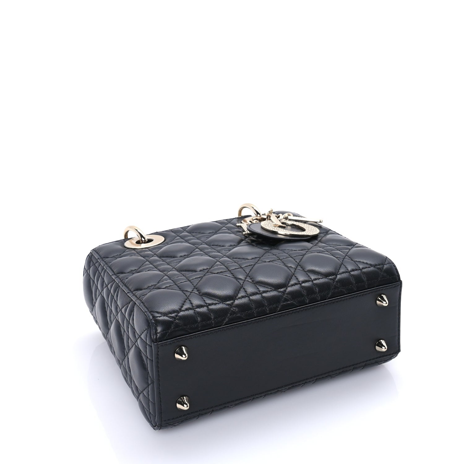 Dior Lambskin Cannage Crystal Small My ABCDior Lady Dior Black