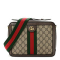 Gucci GG Supreme Monogram Web Small Ophidia Top Handle Shoulder Bag Brown