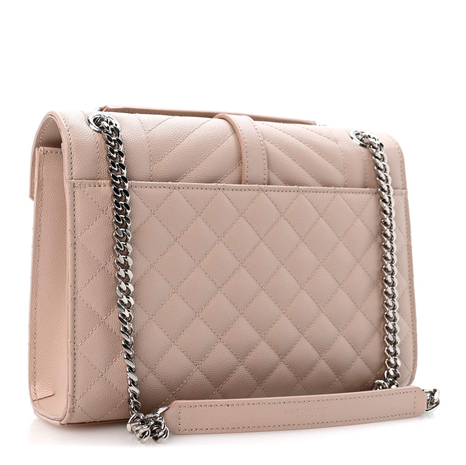 Saint Laurent Grain De Poudre Textured Mixed Matelasse Medium Triquilt Monogram Satchel Marble Pink
