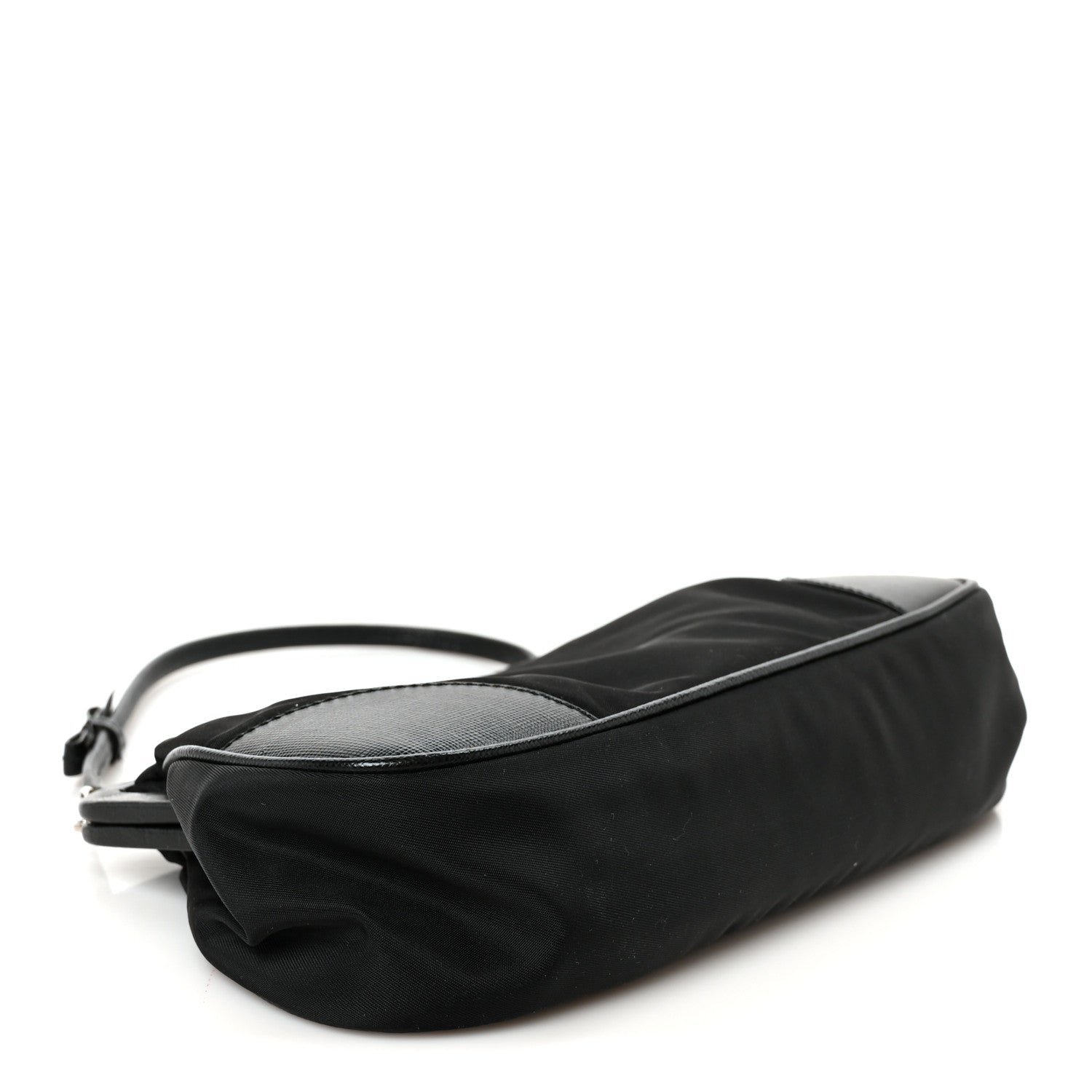 Prada Tessuto Nylon Saffiano Kisslock Shoulder Bag Black