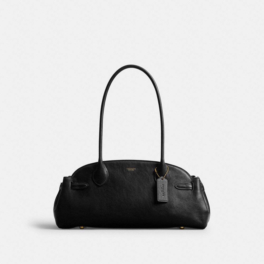 Coach Empire Carryall 34 black pebble leather front view