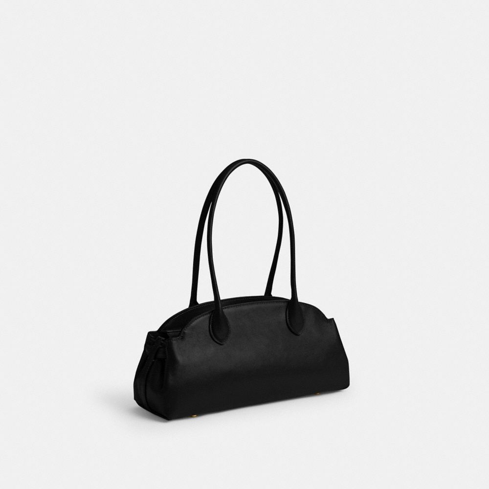 Coach Empire Carryall 34 black pebble leather three-quarter view