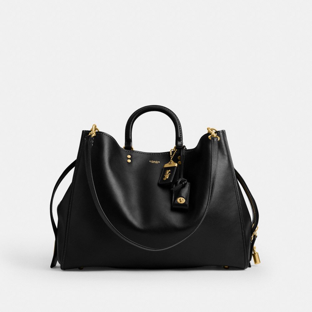 Coach Rogue Bag 40 black glovetanned leather front view