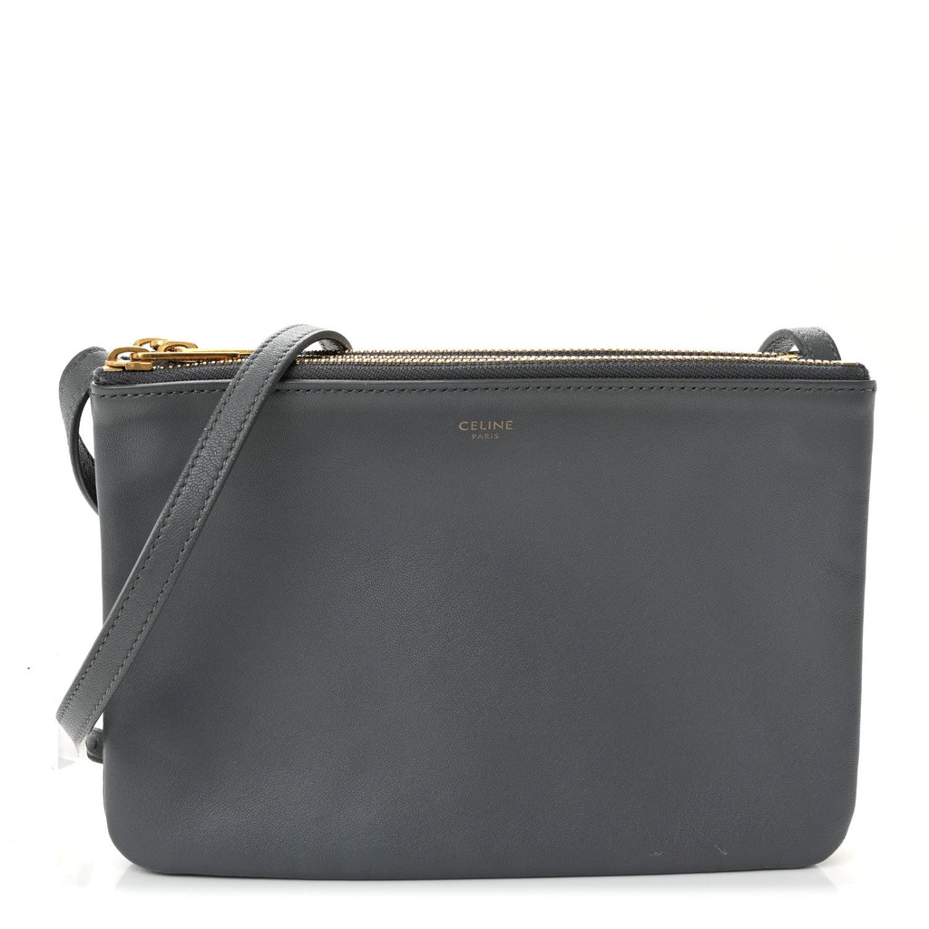 Celine Lambskin Small Trio Crossbody Bag Medium Grey