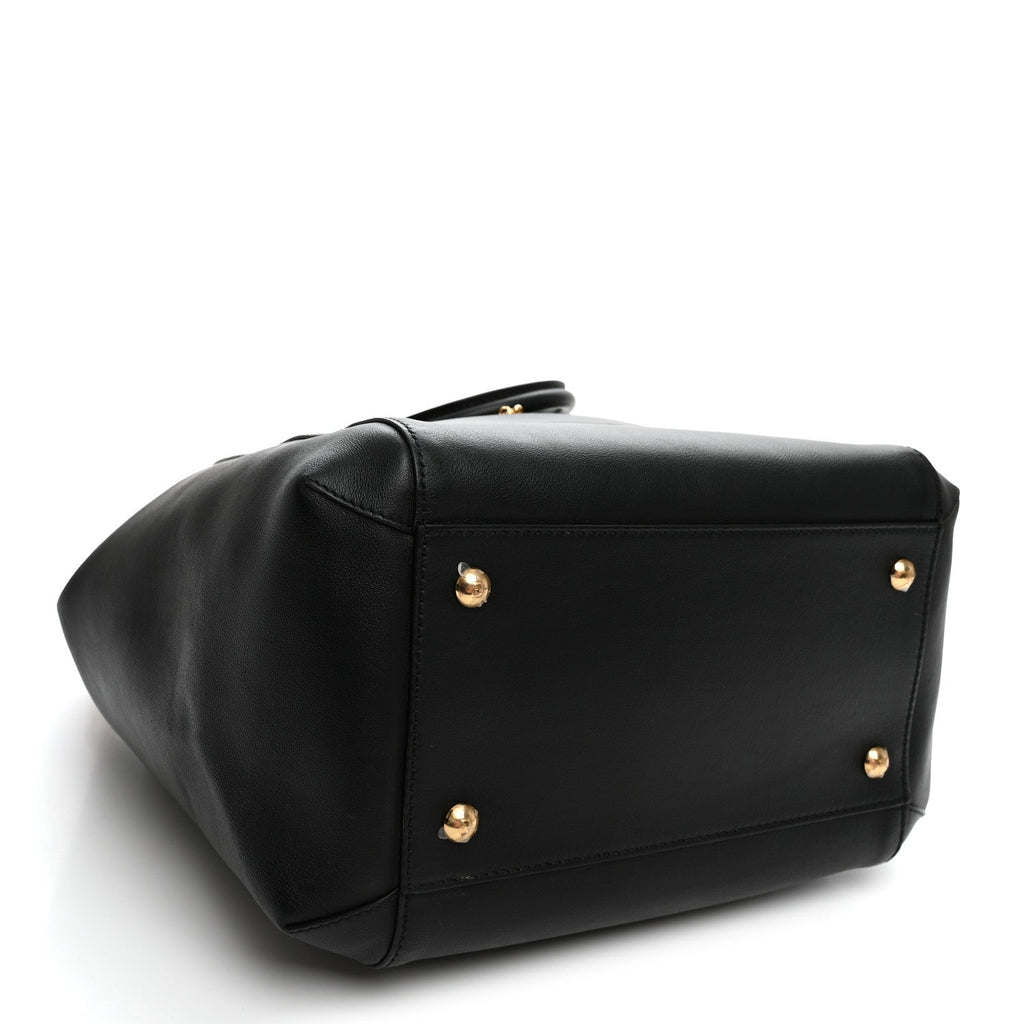 Fendi Vitello Grace King Karligraphy Chain Bucket Bag Black Bisquit