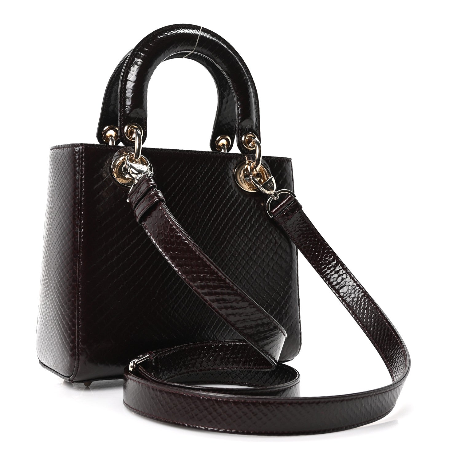 Dior Snakeskin Small Lady Dior Deep Amaranth