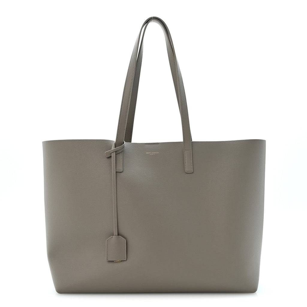 Saint Laurent Calfskin Large Shopping Tote Oyster Gray
