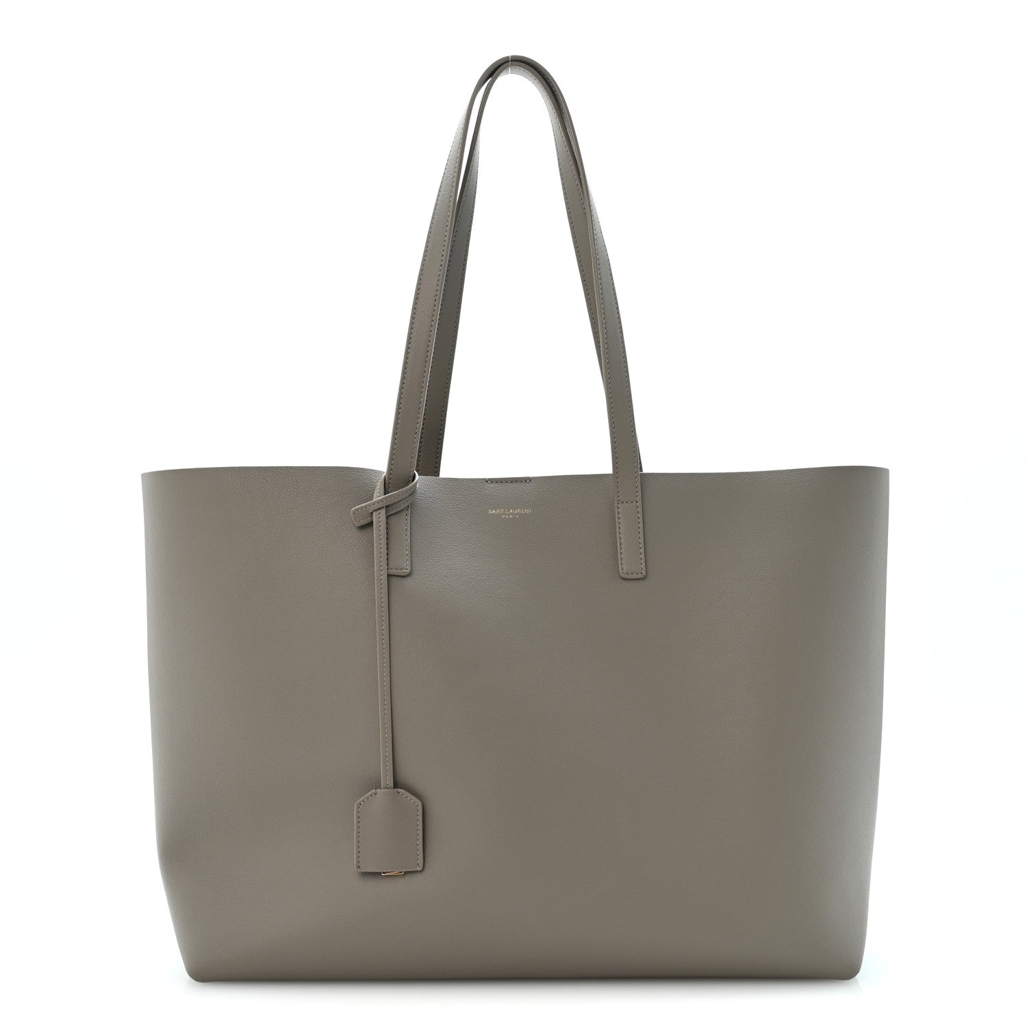 Saint Laurent Calfskin Large Shopping Tote Oyster Gray