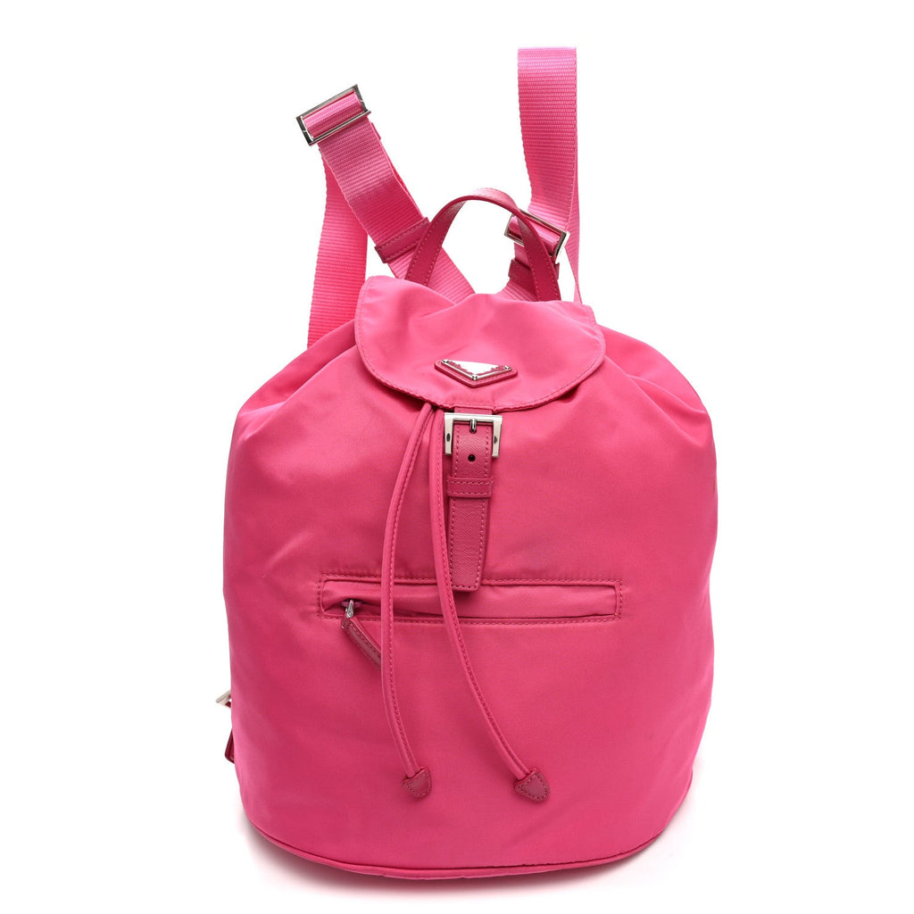 Prada Tessuto Nylon Saffiano Vela Medium Backpack Fuxia