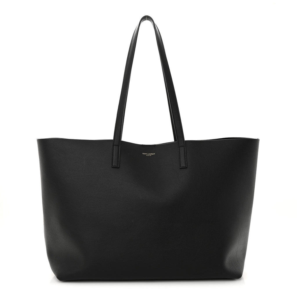 Saint Laurent Calfskin East West Shopping Tote Black - Front View