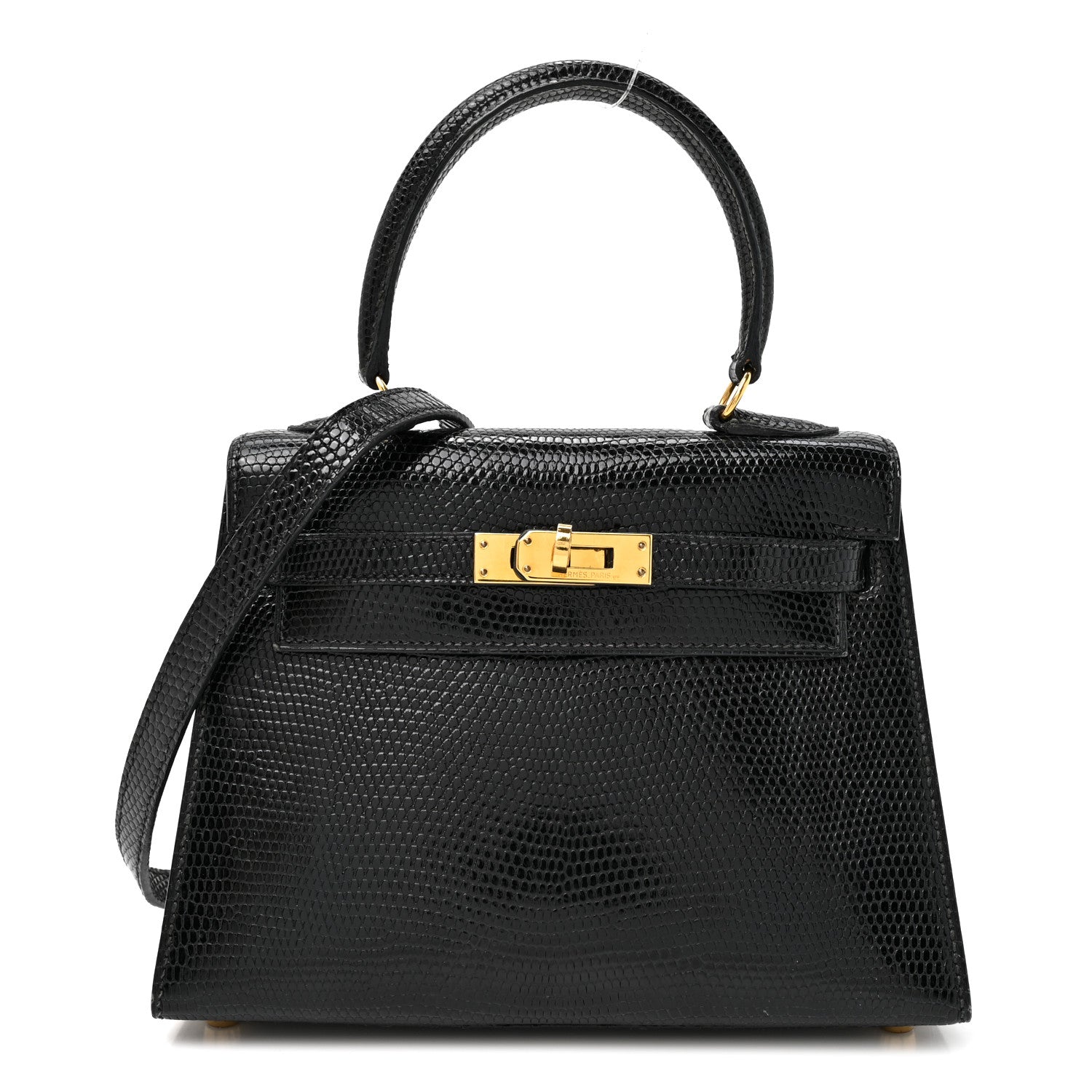 Hermès Lizard Mini Kelly Sellier 20 Noir front view