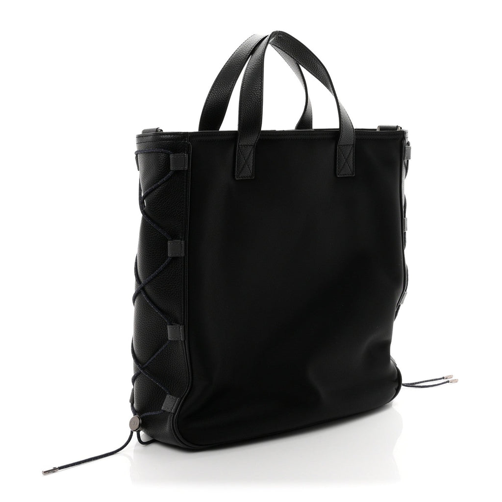 Dior X SACAI Nylon Grained Calfskin Saddle Tote Black
