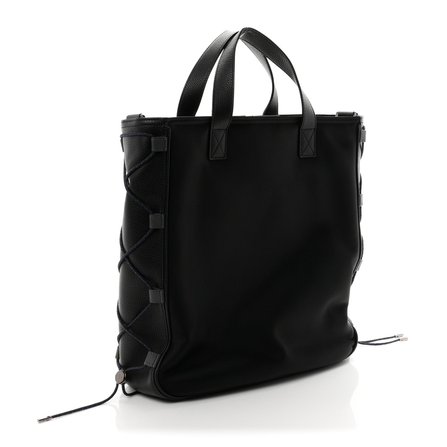 Dior X SACAI Nylon Grained Calfskin Saddle Tote Black