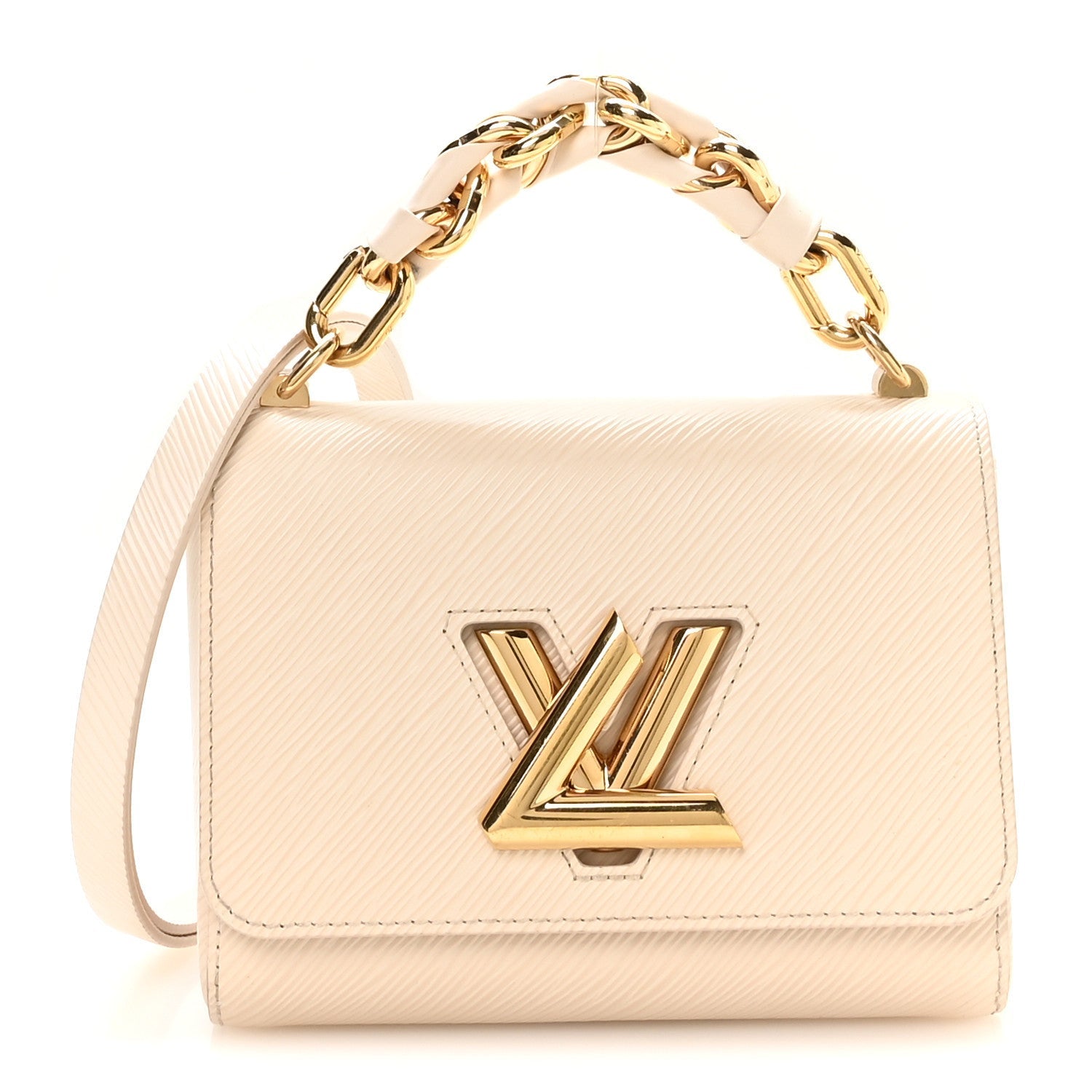 Louis Vuitton Epi Twist Braided Chain Shoulder Bag PM Quartz White