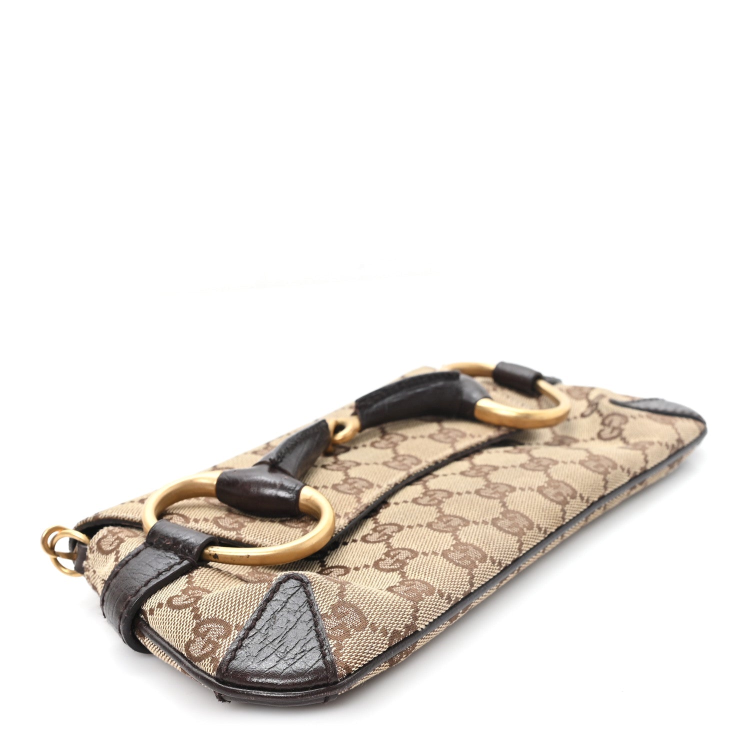 Gucci Monogram Horsebit Clutch Dark Brown